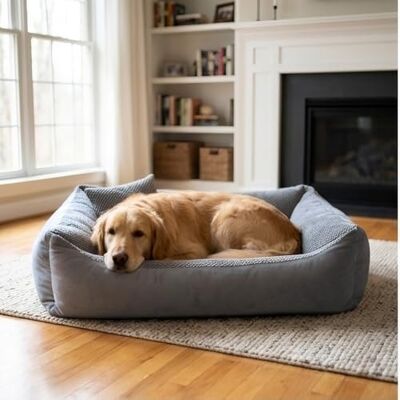 4L Textil TEO Panier Chien Lavable et Déhoussable – Coussin Chien Confortable en Tissu Résistant, Canapé Chien avec Bords Rembourrés – 80x60 cm, Gris Foncé - Publicité 4L Textil TEO Panier Chien Lavable et Déhoussable – Coussin Chien Confortable en Tissu Résistant, Canapé Chien avec Bords Rembourrés – 80x60 cm, Gris Foncé - Publicité