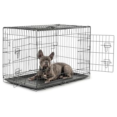 lionto Cage de Transport Pliable Chien et Chat, 92 x 58 x 64 cm, Noir Cage métallique pliable avec bac plastique, cloison et fermetures robustes, pour la voiture, le voyage ou le vétérinaire - Publicité lionto Cage de Transport Pliable Chien et Chat, 92 x 58 x 64 cm, Noir Cage métallique pliable avec bac plastique, cloison et fermetures robustes, pour la voiture, le voyage ou le vétérinaire - Publicité