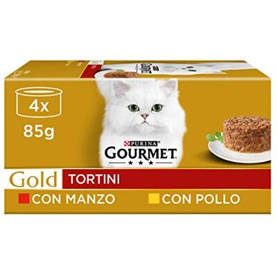 Gourmet Purina Gold Terrines Lot de 48 conserves de Nourriture Humide pour Chat, au bœuf et au Poulet, 85 g chacune (12 boîtes de 4 x 85 g) - Publicité Gourmet Purina Gold Terrines Lot de 48 conserves de Nourriture Humide pour Chat, au bœuf et au Poulet, 85 g chacune (12 boîtes de 4 x 85 g) - Publicité