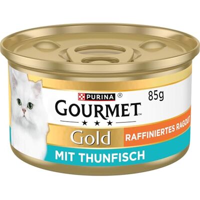 Gourmet Purina Gold Raffiniertes Ragout, köstliches Katzennassfutter, fein geschnetzelte Stückchen, Katzenfutter nass, 12er Pack (12 x 85 g Dose) - Publicité Gourmet Purina Gold Raffiniertes Ragout, köstliches Katzennassfutter, fein geschnetzelte Stückchen, Katzenfutter nass, 12er Pack (12 x 85 g Dose) - Publicité