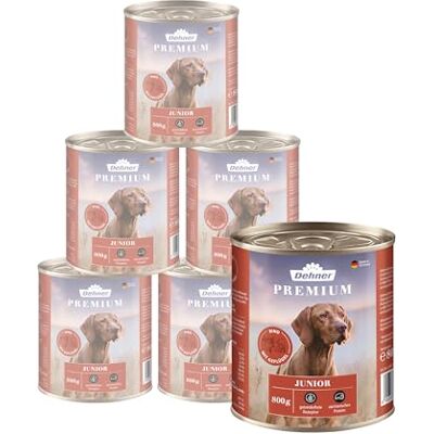 Dehner Premium Junior Lot de 6 boîtes de Nourriture pour Jeune Chien Bœuf, volaille et Pommes de Terre (6 x 800 g Soit 4,8 kg) - Publicité Dehner Premium Junior Lot de 6 boîtes de Nourriture pour Jeune Chien Bœuf, volaille et Pommes de Terre (6 x 800 g Soit 4,8 kg) - Publicité