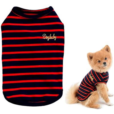 smalllee_lucky_store Gilet en Coton à Rayures Noires pour Petit Chien - Publicité smalllee_lucky_store Gilet en Coton à Rayures Noires pour Petit Chien - Publicité