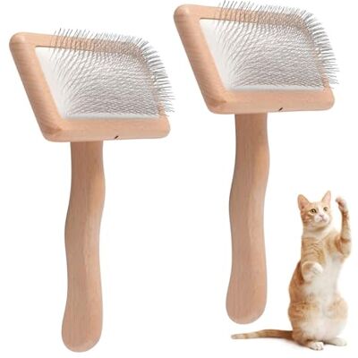 Jiakalamo Lot de 2 brosses à tricoter en laine de bois, douces, pour chien, araignée et tissage, pour feutrage à l'aiguille - Publicité Jiakalamo Lot de 2 brosses à tricoter en laine de bois, douces, pour chien, araignée et tissage, pour feutrage à l'aiguille - Publicité