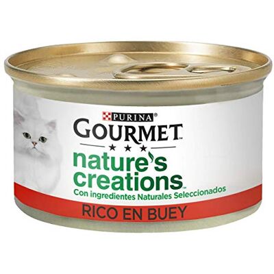 Gourmet Purina Nature's Creations Nourriture Humide Naturelle pour Chat avec bœuf, 24 boîtes de 85 g - Publicité Gourmet Purina Nature's Creations Nourriture Humide Naturelle pour Chat avec bœuf, 24 boîtes de 85 g - Publicité