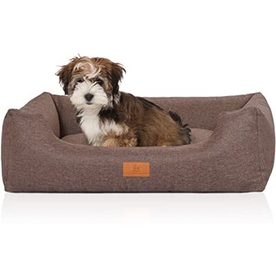 Knuffelwuff Lotte Panier en Velours avec Aspect Tissage Main Marron/Gris M-L 85 x 63 cm - Publicité Knuffelwuff Lotte Panier en Velours avec Aspect Tissage Main Marron/Gris M-L 85 x 63 cm - Publicité