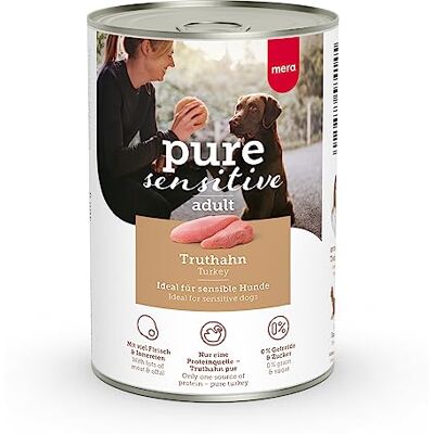 Mera Truthahn Nassfutter - Nourriture pour Chiens - Formule à Protéine Unique - Sans Céréales - Pour Chiens Sensibles - Développé avec des Vétérinaires - Fabriqué en Allemagne - Publicité Mera Truthahn Nassfutter - Nourriture pour Chiens - Formule à Protéine Unique - Sans Céréales - Pour Chiens Sensibles - Développé avec des Vétérinaires - Fabriqué en Allemagne - Publicité