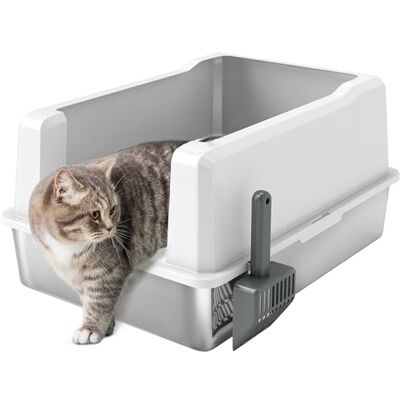 PawHut Bac à litière pour chats XXL imperméable avec parois surélevées, toilettes pour chats avec plateau en acier et pelle, bac à litière pour chatons en ABS 71 x 50,8 x 35,5 cm blanc - Publicité PawHut Bac à litière pour chats XXL imperméable avec parois surélevées, toilettes pour chats avec plateau en acier et pelle, bac à litière pour chatons en ABS 71 x 50,8 x 35,5 cm blanc - Publicité