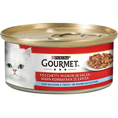 Gourmet Rosso Boîte 195g Saumon et Truite - Nourriture pour chats - Publicité Gourmet Rosso Boîte 195g Saumon et Truite - Nourriture pour chats - Publicité