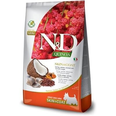 Farmina , N&D Quinoa Skin & Coat Hareng, Coco et Curcuma, Chien Adult Mini, 7 kg - Publicité Farmina , N&D Quinoa Skin & Coat Hareng, Coco et Curcuma, Chien Adult Mini, 7 kg - Publicité