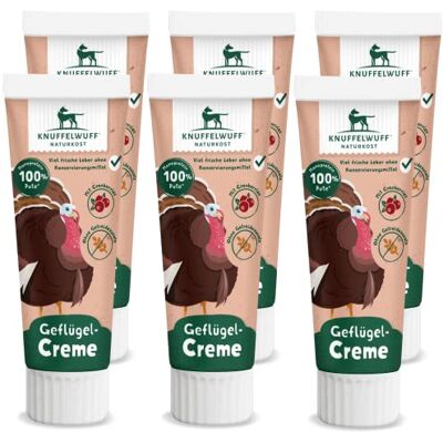 Knuffelwuff Tuben Snack Lot de 6 friandises pour chien à la dinde – Avec beaucoup de viande fraîche – Sans conservateur, sans sucre ni céréales – Idéal également pour les chiots – Fabriqué en - Publicité Knuffelwuff Tuben Snack Lot de 6 friandises pour chien à la dinde – Avec beaucoup de viande fraîche – Sans conservateur, sans sucre ni céréales – Idéal également pour les chiots – Fabriqué en - Publicité