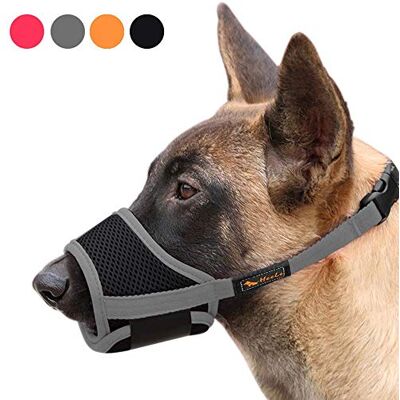 HEELE Muselière pour Chiens Muselière pour Chien en Nylon Souple Anti-aboiement et Mastication avec Boucle réglable en Maille Respirante, M, Gris - Publicité HEELE Muselière pour Chiens Muselière pour Chien en Nylon Souple Anti-aboiement et Mastication avec Boucle réglable en Maille Respirante, M, Gris - Publicité
