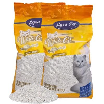 White Cat Lyra Pet® 30 litres Litière pour Chat Parfum de Talc pour Bébé Puissance d'Absorption de 350% Produit Naturel à Base de Bentonite Haut Pouvoir Agglomérant Neutralise Les Odeurs - Publicité White Cat Lyra Pet® 30 litres Litière pour Chat Parfum de Talc pour Bébé Puissance d'Absorption de 350% Produit Naturel à Base de Bentonite Haut Pouvoir Agglomérant Neutralise Les Odeurs - Publicité