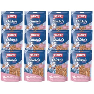 Rinti Chicko Mini bouchées avec saumon 12 x 80 g de collation pour chien - Publicité Rinti Chicko Mini bouchées avec saumon 12 x 80 g de collation pour chien - Publicité