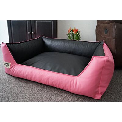 Hundebettenmanufaktur 120 cm X 100 cm Panier de Chien Similpelle Cuir synthétique Rose/Noir - Publicité Hundebettenmanufaktur 120 cm X 100 cm Panier de Chien Similpelle Cuir synthétique Rose/Noir - Publicité
