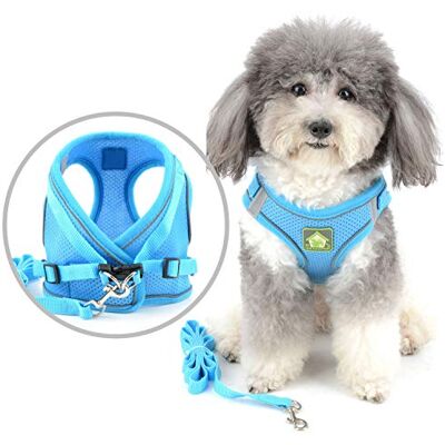 Zunea Harnais et Laisse pour Petit Chien Anti Traction Réglable Réfléchissant Chiot Chats Harnais Respirant en Maille Souple Veste pour Chihuahua Yorkshire pour Marcher, Courir, Formation Bleu M - Publicité Zunea Harnais et Laisse pour Petit Chien Anti Traction Réglable Réfléchissant Chiot Chats Harnais Respirant en Maille Souple Veste pour Chihuahua Yorkshire pour Marcher, Courir, Formation Bleu M - Publicité