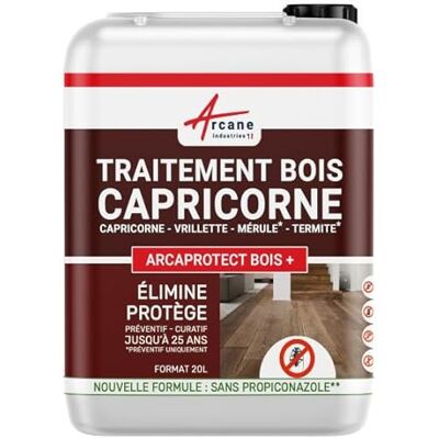 ARCANE INDUSTRIES Traitement Capricorne Bois Sans Propiconazole Préventif et Curatif Charpente ARCAPROTECT BOIS+ 20 L - Publicité ARCANE INDUSTRIES Traitement Capricorne Bois Sans Propiconazole Préventif et Curatif Charpente ARCAPROTECT BOIS+ 20 L - Publicité