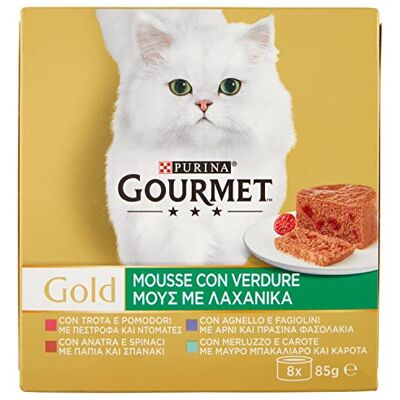 Gourmet Gold Chat, Mousse avec légumes 85 g (Pack de 8) - Publicité Gourmet Gold Chat, Mousse avec légumes 85 g (Pack de 8) - Publicité