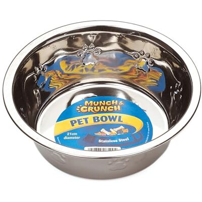 Munch & Crunch Grande 21 cm en Acier Inoxydable pour Animal Domestique Bol - Publicité Munch & Crunch Grande 21 cm en Acier Inoxydable pour Animal Domestique Bol - Publicité