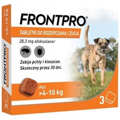 Comprimés antiparasitaires FRONTPRO pour chiens 4-10 kg - Publicité Comprimés antiparasitaires FRONTPRO pour chiens 4-10 kg - Publicité
