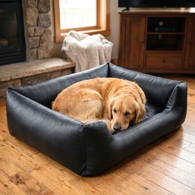 4L Textil Mario Lit Orthopédique pour Chien Mémoire de Forme – Panier Chien Simili Cuir Imperméable, Résistant aux Rayures, Facile à Nettoyer – Noir – 120x90 cm - Publicité 4L Textil Mario Lit Orthopédique pour Chien Mémoire de Forme – Panier Chien Simili Cuir Imperméable, Résistant aux Rayures, Facile à Nettoyer – Noir – 120x90 cm - Publicité