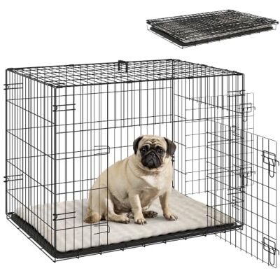 PawHut Cage pour Chien, Cage de Transport pour Chien Pliable, avec 2 Portes, Plateau Amovible, Coussin Doux Lavable, Cadre en Acier, 75 x 48,5 x 53 cm, Noir - Publicité PawHut Cage pour Chien, Cage de Transport pour Chien Pliable, avec 2 Portes, Plateau Amovible, Coussin Doux Lavable, Cadre en Acier, 75 x 48,5 x 53 cm, Noir - Publicité