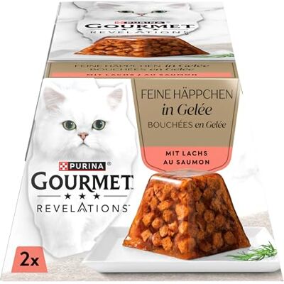Gourmet Revelations Lot de 24 boîtes de Nourriture Humide pour Chat en gelée au Saumon, 24 x 57 g - Publicité Gourmet Revelations Lot de 24 boîtes de Nourriture Humide pour Chat en gelée au Saumon, 24 x 57 g - Publicité