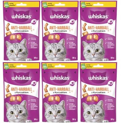 Whiskas Anti-Hairball 6x50 g Friandises pour chats - Friandises pour chats - Publicité Whiskas Anti-Hairball 6x50 g Friandises pour chats - Friandises pour chats - Publicité