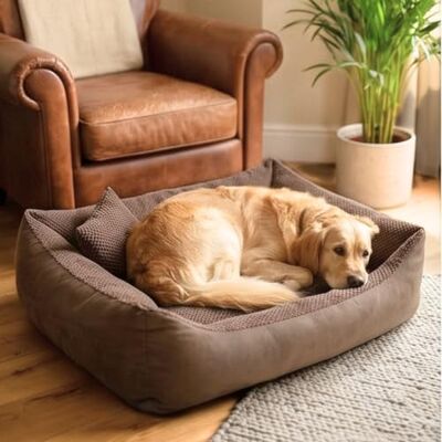 4L Textil TEO Panier Chien Lavable et Déhoussable – Coussin Chien Confortable en Tissu Résistant, Canapé Chien avec Bords Rembourrés – 80x60 cm, Marron - Publicité 4L Textil TEO Panier Chien Lavable et Déhoussable – Coussin Chien Confortable en Tissu Résistant, Canapé Chien avec Bords Rembourrés – 80x60 cm, Marron - Publicité