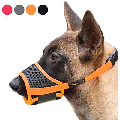 HEELE Muselière pour Chiens Muselière en Nylon Réglable pour Chiens, Museliere Anti Aboiement Anti-Morsure, M, Orange - Publicité HEELE Muselière pour Chiens Muselière en Nylon Réglable pour Chiens, Museliere Anti Aboiement Anti-Morsure, M, Orange - Publicité