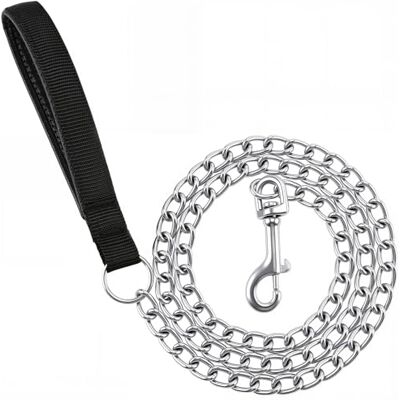 PETTOM Laisse Chien Chaîne 120cm, Laisse Acier Chien Anti Morsure en Fer Anti Mastication avec Poignée en PU Cuir, Grosseur Chaîne 0.2cm - Publicité PETTOM Laisse Chien Chaîne 120cm, Laisse Acier Chien Anti Morsure en Fer Anti Mastication avec Poignée en PU Cuir, Grosseur Chaîne 0.2cm - Publicité