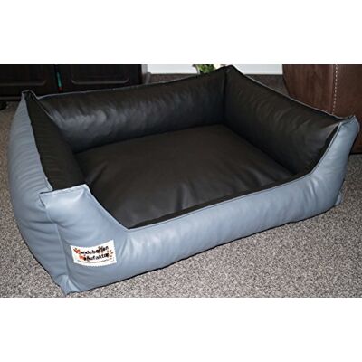 Hundebettenmanufaktur 105 cm X 80 cm panier de chien Similpelle cuir synthétique gris / noir - Publicité Hundebettenmanufaktur 105 cm X 80 cm panier de chien Similpelle cuir synthétique gris / noir - Publicité