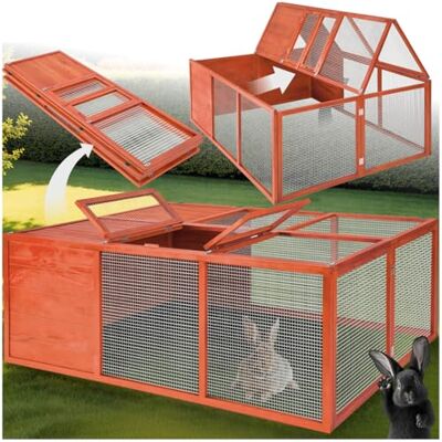tectake ® Clapier Pliable pour rongeurs, Toit ouvrant, 150 x 103 x 53 cm, Cage Lapin, Cage Hamster, Cochon d'Inde, Enclos Lapin en Bois, Aucun Montage requis, Clapier Lapin Exterieur, Enclos Hamster - Publicité tectake ® Clapier Pliable pour rongeurs, Toit ouvrant, 150 x 103 x 53 cm, Cage Lapin, Cage Hamster, Cochon d'Inde, Enclos Lapin en Bois, Aucun Montage requis, Clapier Lapin Exterieur, Enclos Hamster - Publicité