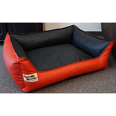Hundebettenmanufaktur 110 cm X 85 cm Panier de Chien Similpelle Cuir synthétique Rouge/Noir - Publicité Hundebettenmanufaktur 110 cm X 85 cm Panier de Chien Similpelle Cuir synthétique Rouge/Noir - Publicité