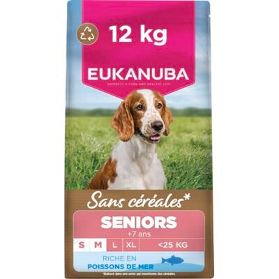Eukanuba Croquettes Premium sans Céréale Chien Sénior Petite & Moyenne Race–Riche en Poisson de l’Océan-Hypoallergénique–Glucosamine Chondroïtine-12kg - Publicité Eukanuba Croquettes Premium sans Céréale Chien Sénior Petite & Moyenne Race–Riche en Poisson de l’Océan-Hypoallergénique–Glucosamine Chondroïtine-12kg - Publicité