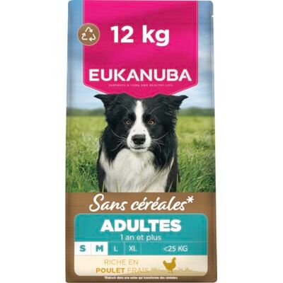 Eukanuba Chien Adulte Grande Race sans Céréales Poulet 12 kg Nourriture sèche de qualité supérieure Avec poulet frais Sans céréales Pour chiens adultes - Publicité Eukanuba Chien Adulte Grande Race sans Céréales Poulet 12 kg Nourriture sèche de qualité supérieure Avec poulet frais Sans céréales Pour chiens adultes - Publicité