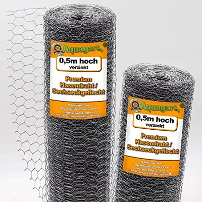 Aquagart 20 m Grillage à Maille hexagonale, Grillage de poulailler, Grillage pour enclos à Lapins 50 cm 25mm x 25mm - Publicité Aquagart 20 m Grillage à Maille hexagonale, Grillage de poulailler, Grillage pour enclos à Lapins 50 cm 25mm x 25mm - Publicité