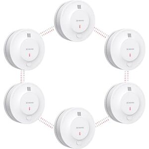 X-Sense Détecteur de Fumée Interconnecté sans Fil avec Pile Intégrée de 10 Ans, Portée de Transmission de Plus de 250 m (820 Pieds), Conforme à la Norme EN14604, Série Link+, SD19-W, Lot de 6 - Publicité X-Sense Détecteur de Fumée Interconnecté sans Fil avec Pile Intégrée de 10 Ans, Portée de Transmission de Plus de 250 m (820 Pieds), Conforme à la Norme EN14604, Série Link+, SD19-W, Lot de 6 - Publicité