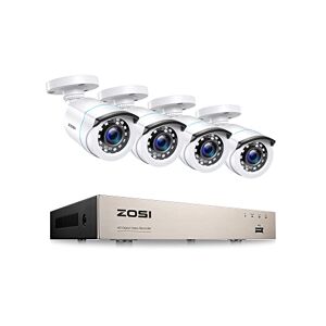 ZOSI H.265+ 8CH 5MP Lite DVR Enregistreur Vidéo Surveillance avec 4pcs 1980TVL Caméra de Surveillance Extérieure IP66, 24pcs LEDs IR Contrôle à Distance et Alerte Instantanée, sans Disque Dur - Publicité