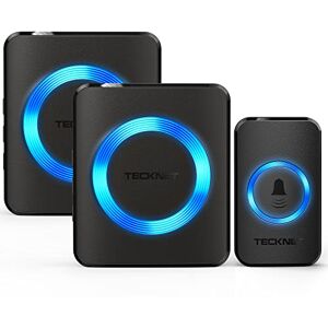 TECKNET Sonnette sans Fil, IP65 Exterieur Étanche Carillon 400 Mètres Two Récepteur Sonnette Electronique, 60 Mélodies 5-Niveaux LED Bleu, pour Maison, Hôtel, Urgence - Publicité TECKNET Sonnette sans Fil, IP65 Exterieur Étanche Carillon 400 Mètres Two Récepteur Sonnette Electronique, 60 Mélodies 5-Niveaux LED Bleu, pour Maison, Hôtel, Urgence - Publicité