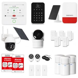 Daewoo Security Système d'Alarme Maison AM343 – Centrale WiFi, Caméra Solaire Rotative + Intérieure, Clavier RFID, 5 Capteurs 2-en-1, Sirène Solaire 110dB, sans abonnement, Alexa & Google Home - Publicité Daewoo Security Système d'Alarme Maison AM343 – Centrale WiFi, Caméra Solaire Rotative + Intérieure, Clavier RFID, 5 Capteurs 2-en-1, Sirène Solaire 110dB, sans abonnement, Alexa & Google Home - Publicité