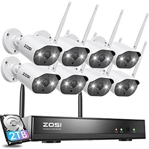 ZOSI 8CH HD 5MP 2To NVR Enregistreur Vidéosurveillance sans Fil avec 8pcs Caméra Extérieure WiFi 3MP, Alarme Sonore et Lumineuse, Audio Bidirectionnel, Alerte Instantanée par Email - Publicité