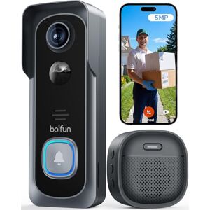 BOIFUN Sonnette sans Fil Exterieur Etanche, Grand Angle de 166°, Installation Facile, Détection Humaine par IA, Vision Nocturne, Compatible Carte SD, IP65 étanche, Wi-FI 2,4 GHz, 2.5K/5MP Gris - Publicité BOIFUN Sonnette sans Fil Exterieur Etanche, Grand Angle de 166°, Installation Facile, Détection Humaine par IA, Vision Nocturne, Compatible Carte SD, IP65 étanche, Wi-FI 2,4 GHz, 2.5K/5MP Gris - Publicité