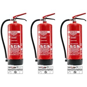 MBS FIRE PROTEX – 3 Extincteurs à poudre – Extincteur à poudre Protex – 6 kg – pour les classes de feu ABC – Homologué selon DIN EN 3 et CE – chacun de 9,5 kg – avec support pratique – avec plaque de contrôle - Publicité MBS FIRE PROTEX – 3 Extincteurs à poudre – Extincteur à poudre Protex – 6 kg – pour les classes de feu ABC – Homologué selon DIN EN 3 et CE – chacun de 9,5 kg – avec support pratique – avec plaque de contrôle - Publicité
