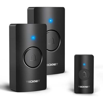 TECKNET Sonnette sans Fil à Pile, 400M Sonnette sans Fil Extérieure Étanche IP65 Étanche Carillon Électronique, Carillon Électronique Kit pour Maison, 60 Mélodies, 5 Niveaux de Volume - Publicité TECKNET Sonnette sans Fil à Pile, 400M Sonnette sans Fil Extérieure Étanche IP65 Étanche Carillon Électronique, Carillon Électronique Kit pour Maison, 60 Mélodies, 5 Niveaux de Volume - Publicité