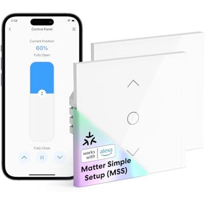meross Matter Interrupteur Connecté Volet Roulant, Interrupteur Volet Roulant WiFi Bouton Domotique Compatible avec Apple HomeKit, Alexa, Google Home et Home Assistant (FIL NEUTRE REQUIS) - Publicité meross Matter Interrupteur Connecté Volet Roulant, Interrupteur Volet Roulant WiFi Bouton Domotique Compatible avec Apple HomeKit, Alexa, Google Home et Home Assistant (FIL NEUTRE REQUIS) - Publicité
