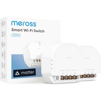 meross Interrupteur Connecté Matter, 2 Pièces Fil Neutre Requis Commande d'Éclairage et Suivi Conso d'Énergie, Compatible avec Apple HomeKit, Alexa, Google Home et Home Assistant - Publicité meross Interrupteur Connecté Matter, 2 Pièces Fil Neutre Requis Commande d'Éclairage et Suivi Conso d'Énergie, Compatible avec Apple HomeKit, Alexa, Google Home et Home Assistant - Publicité
