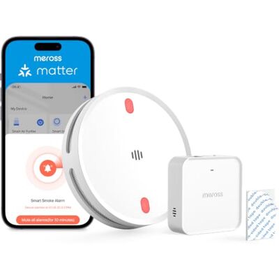 meross Matter Détecteur de fumée connecté avec Hub MSH450, Alarme Incendie Intelligente WiFi avec Notification App, LED Rouge d’évacuation, avec Apple Home, Home Assistant, Conforme EN14604, 1 Pièce - Publicité meross Matter Détecteur de fumée connecté avec Hub MSH450, Alarme Incendie Intelligente WiFi avec Notification App, LED Rouge d’évacuation, avec Apple Home, Home Assistant, Conforme EN14604, 1 Pièce - Publicité
