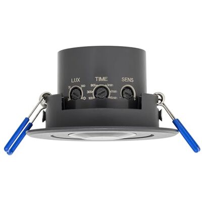 SEBSON Détecteur de Mouvement Intérieur Encastré pour Montage Plafond Programmable, Portée 8m 360°, Compatible LED, orientable, Capteur PIR, 3 Fils - Publicité SEBSON Détecteur de Mouvement Intérieur Encastré pour Montage Plafond Programmable, Portée 8m 360°, Compatible LED, orientable, Capteur PIR, 3 Fils - Publicité