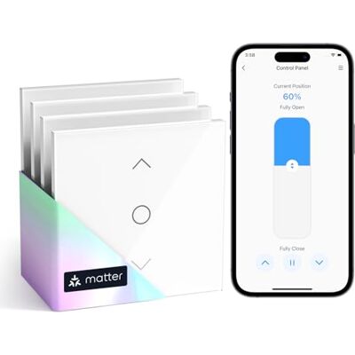 meross Matter Interrupteur Connecté Volet Roulant, Interrupteur Volet Roulant WiFi Bouton Domotique Compatible avec Apple HomeKit, Alexa, Google Home et Home Assistant, Contrôle de Pourcentage, 4pcs - Publicité meross Matter Interrupteur Connecté Volet Roulant, Interrupteur Volet Roulant WiFi Bouton Domotique Compatible avec Apple HomeKit, Alexa, Google Home et Home Assistant, Contrôle de Pourcentage, 4pcs - Publicité