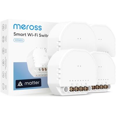 meross Interrupteur Connecté Matter, 4 Pièces, Fil Neutre Requis, Commande d'Éclairage et Suivi Conso d'Énergie, Compatible avec Apple HomeKit, Alexa, Google Home et Home Assistant - Publicité meross Interrupteur Connecté Matter, 4 Pièces, Fil Neutre Requis, Commande d'Éclairage et Suivi Conso d'Énergie, Compatible avec Apple HomeKit, Alexa, Google Home et Home Assistant - Publicité